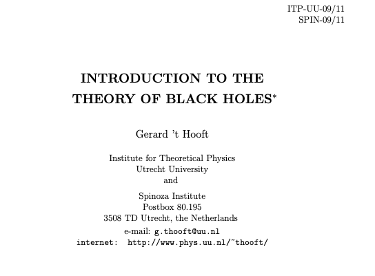 Black Hole Lecture Notes (PDF)